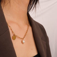 Arianne Labele Gold-Plated Pearl Pendant Necklace | Silver Fox Sales