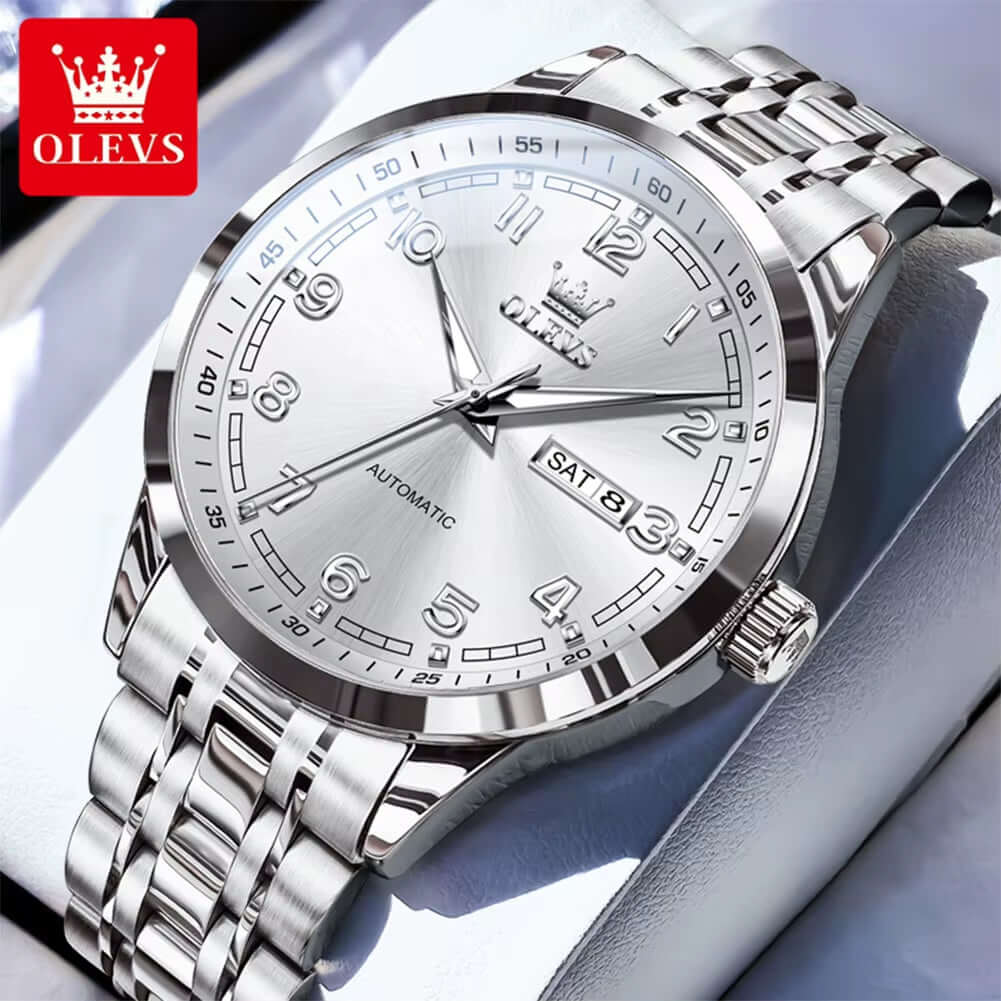 Luxury Watch for Men Automatic Mechanical Wristwatches Classic Men Watch Waterproof Gray Dial Luxury Brand Date Week 7077
