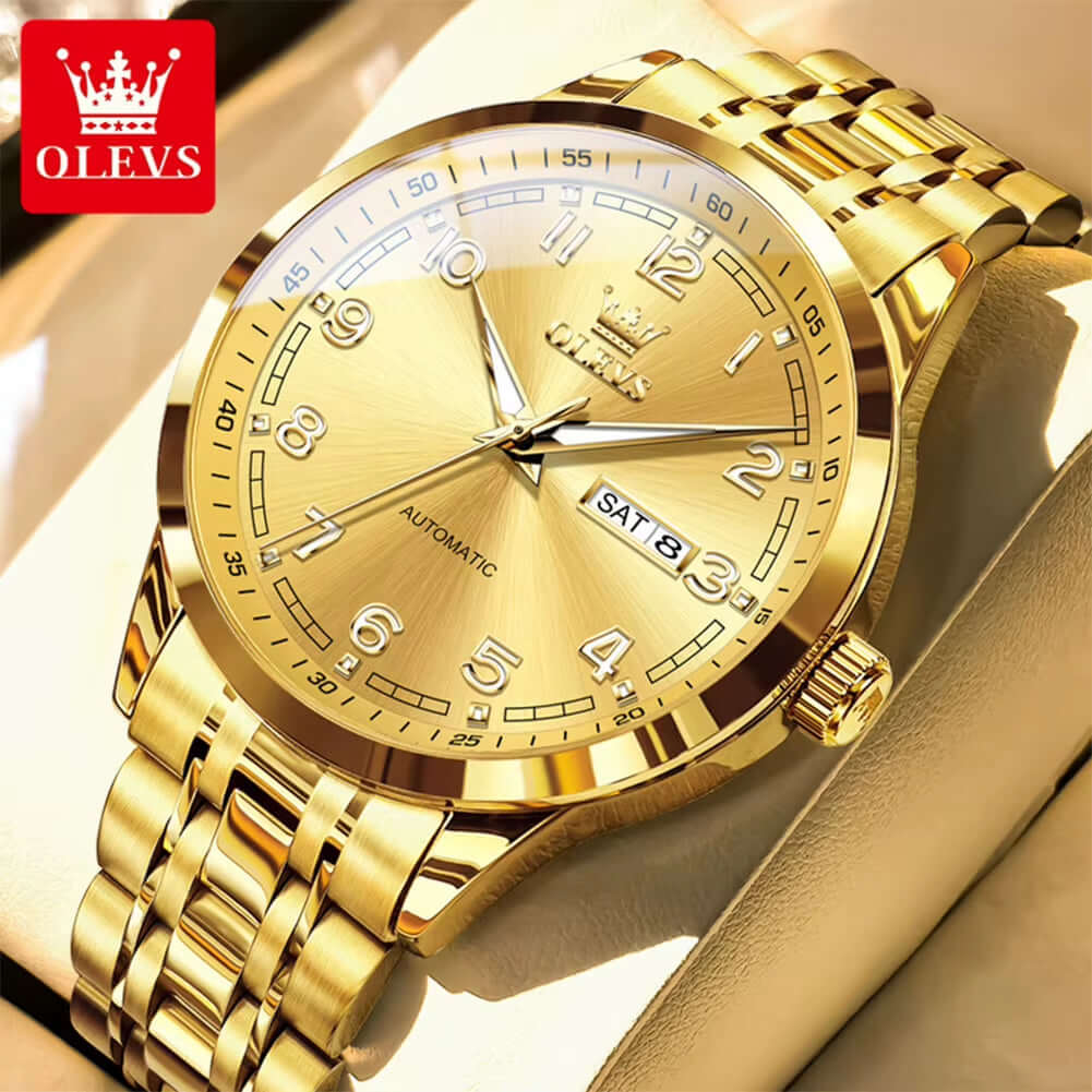 Luxury Watch for Men Automatic Mechanical Wristwatches Classic Men Watch Waterproof Gray Dial Luxury Brand Date Week 7077