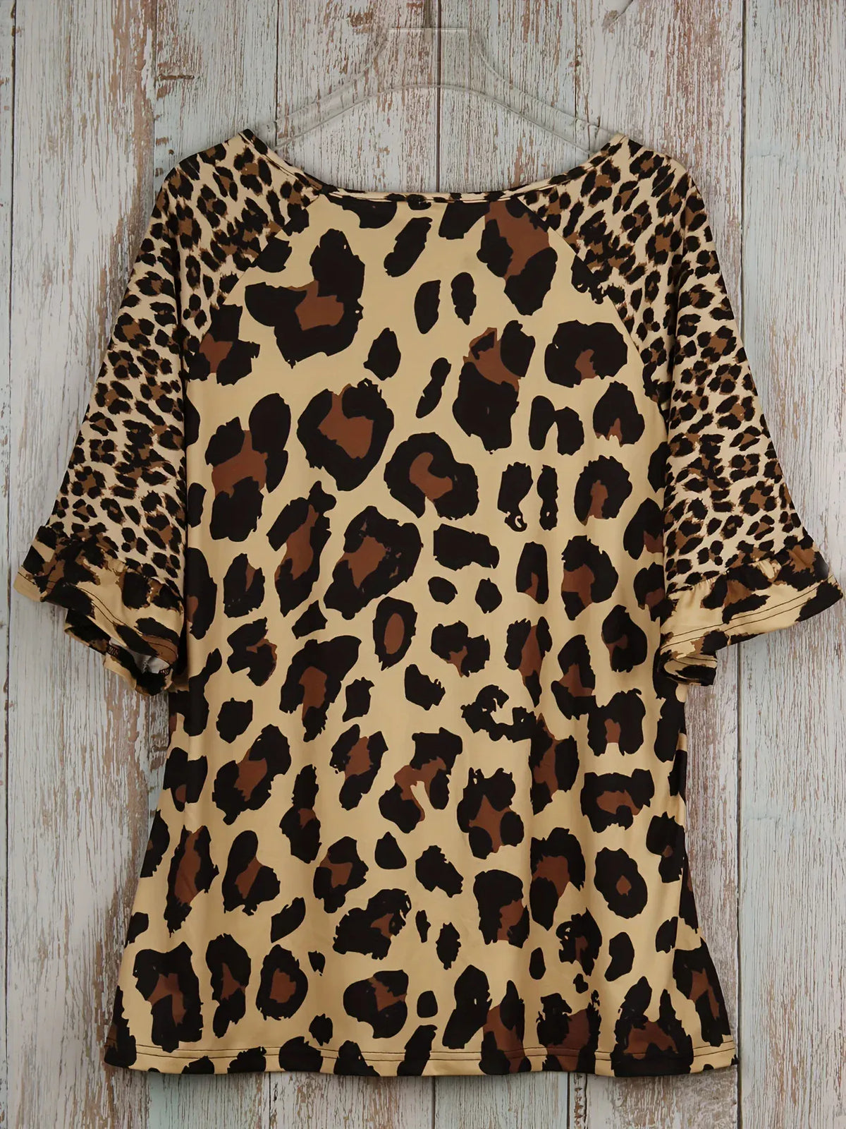 Plus Size Leopard Print T-Shirt Casual Short Sleeve Top