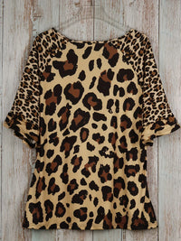 Plus Size Leopard Print T-Shirt Casual Short Sleeve Top