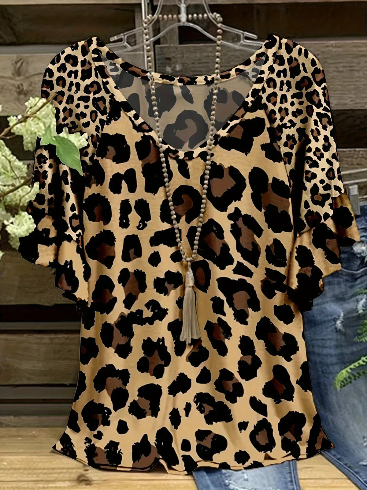 Plus Size Leopard Print T-Shirt Casual Short Sleeve Top