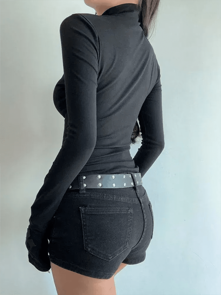 Turtleneck Top Slimming Bottom T Shirt for Women Long Sleeve