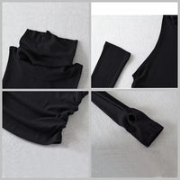 Woman Tank Top Sleeve Cover Sleevless Side Pleats Turtleneck