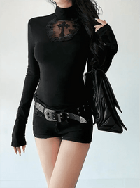 Turtleneck Top Slimming Bottom T Shirt for Women Long Sleeve