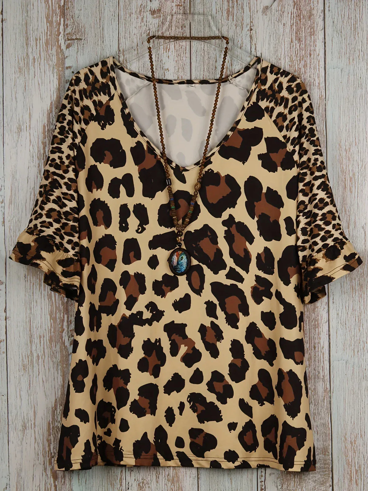 Plus Size Leopard Print T-Shirt Casual Short Sleeve Top