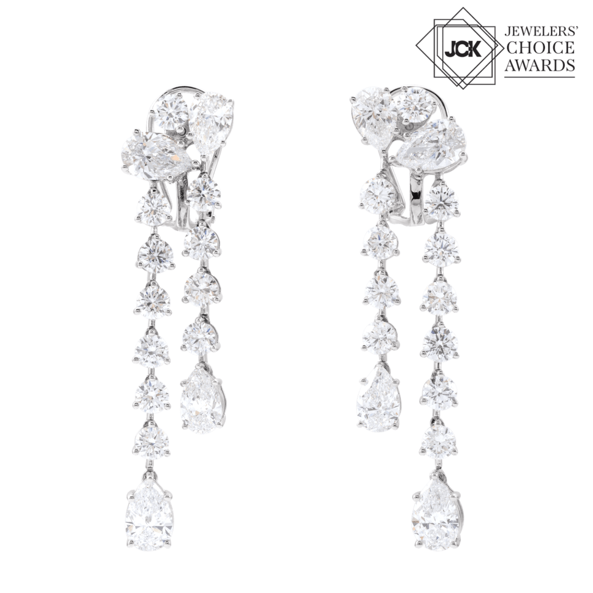 Étoile Cascade Diamond Earrings 14K White Gold | Silver Fox Sales