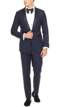 Men's Navy Shawl Lapel Tuxedo – Slim Fit 2 Piece Suit | Ferrecci Reno