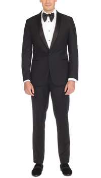 Men's Black Shawl Lapel Tuxedo – Slim Fit 2 Piece Suit | Ferrecci Reno