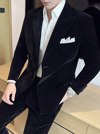 Men's Double-Breasted Velvet Two-Piece Suit | Silver Fox Sales