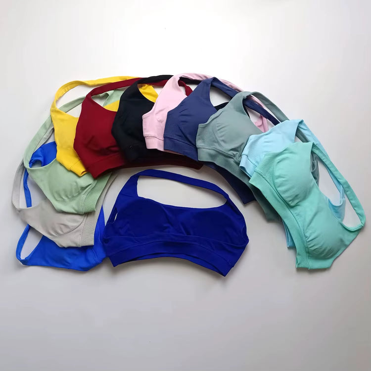 Impact Sports Bra Women Seamless Halter Top High Support Push-Up Open Back Gym Wear Fitness Yoga Workout Underwear