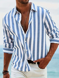 Striped Print Casual Loose Long-sleeved Shirt