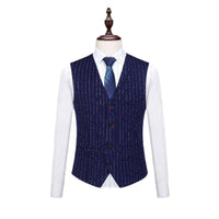 Mens Fashionable And Versatile Striped Three-piece Suit | Silver Fox Sales