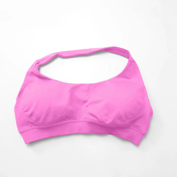 Impact Sports Bra Women Seamless Halter Top High Support Push-Up Open Back Gym Wear Fitness Yoga Workout Underwear