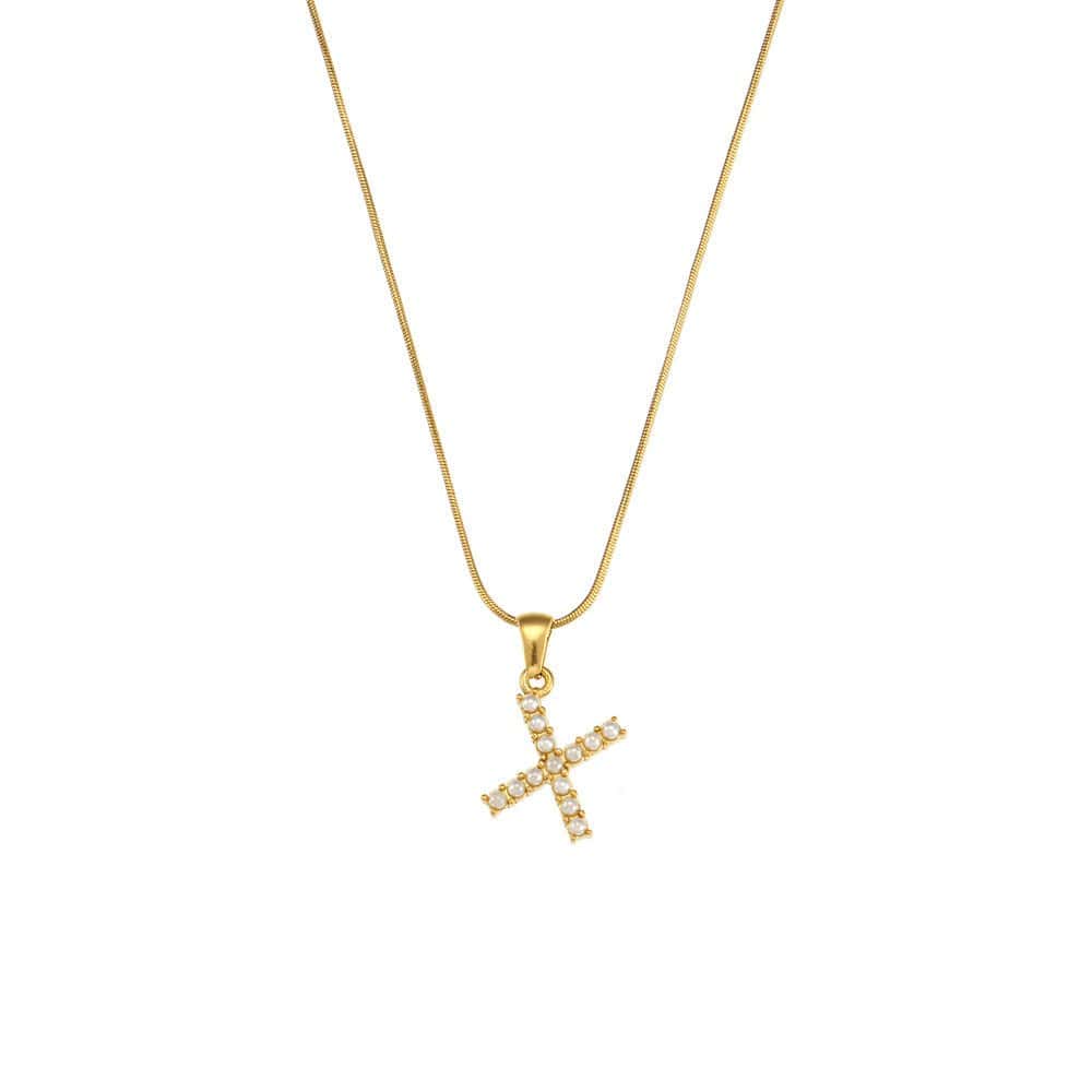 18K Gold-Plated Letter Initial Necklace – Stainless Steel Snake Chain | Silver Fox Sales