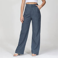 Women's high-waist wide-leg trousers with pockets - view 4