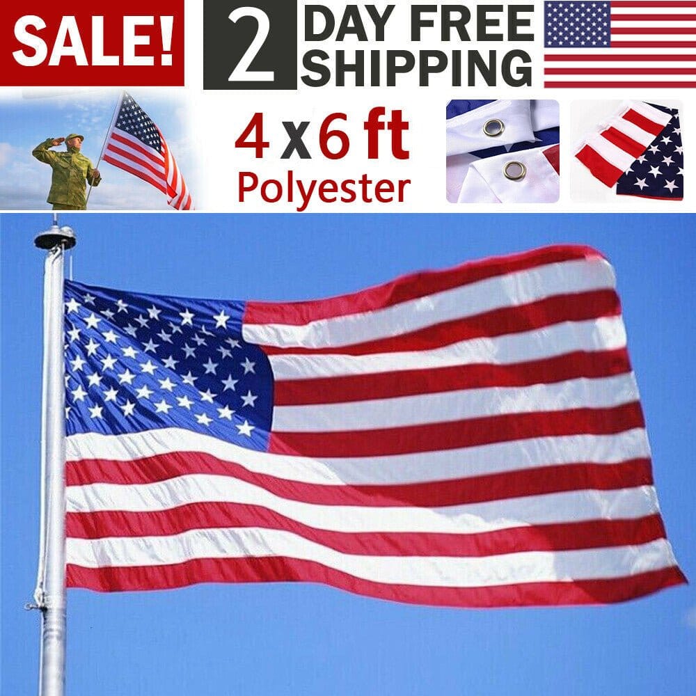 4X6FT Polyester American Flag 120cmX180cm USA Flag Outdoor Yard Decor Stars Brass Grommets | Silver Fox Sales