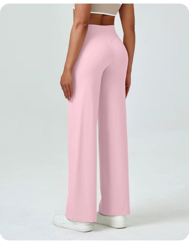 High-Waisted Straight Leg Yoga Pants for Women - Butt Lifting Loose Fit Workout Trousers for a Slimming Effect