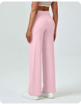 High-Waisted Straight Leg Yoga Pants for Women - Butt Lifting Loose Fit Workout Trousers for a Slimming Effect