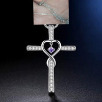 Infinity Love God We Trust Christian Cross Birthstone Crystal Pendant Necklace Colour Gems Zircon Heart | Silver Fox Sales