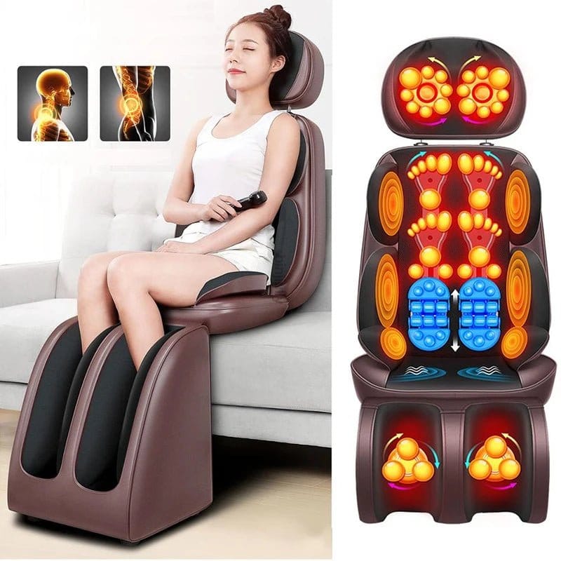 Electric Full Body Massage Chair Neck Back Waist Massage Cushion Heat & Vibrate Massage Pad as a Gift for Wife Parents 110V/220V