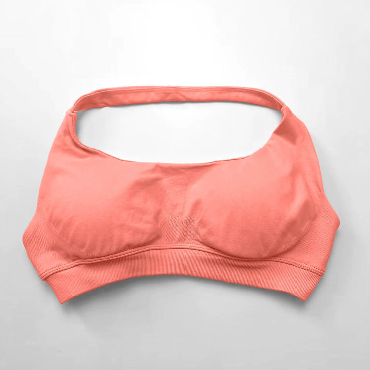 Impact Sports Bra Women Seamless Halter Top High Support Push-Up Open Back Gym Wear Fitness Yoga Workout Underwear