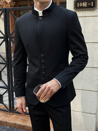 Men's Stand-Up Collar Two-Piece Suit | Silver Fox Sales