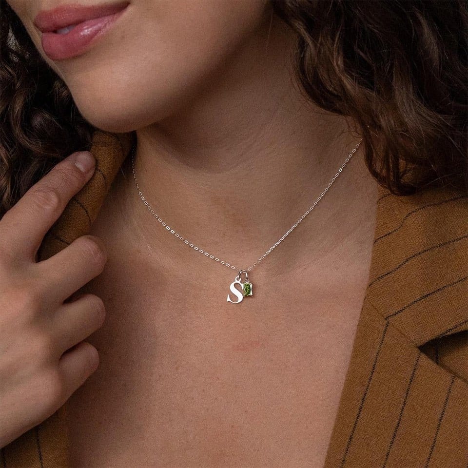 Letter Birthstone Luxury Necklace | Silver Fox Sales