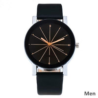 His & Hers Rhinestone Quartz Watch – Leather Strap