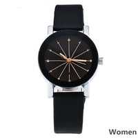 His & Hers Rhinestone Quartz Watch – Leather Strap