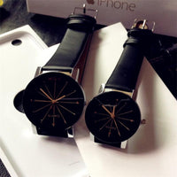 His & Hers Rhinestone Quartz Watch – Leather Strap