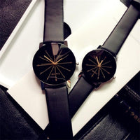 His & Hers Rhinestone Quartz Watch – Leather Strap