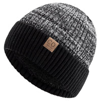 New Unisex Two-Tone Winter Hats Add Fur Lined Men and Women Fashion Warm Beanie Cap Casual Winter Knitted Hats