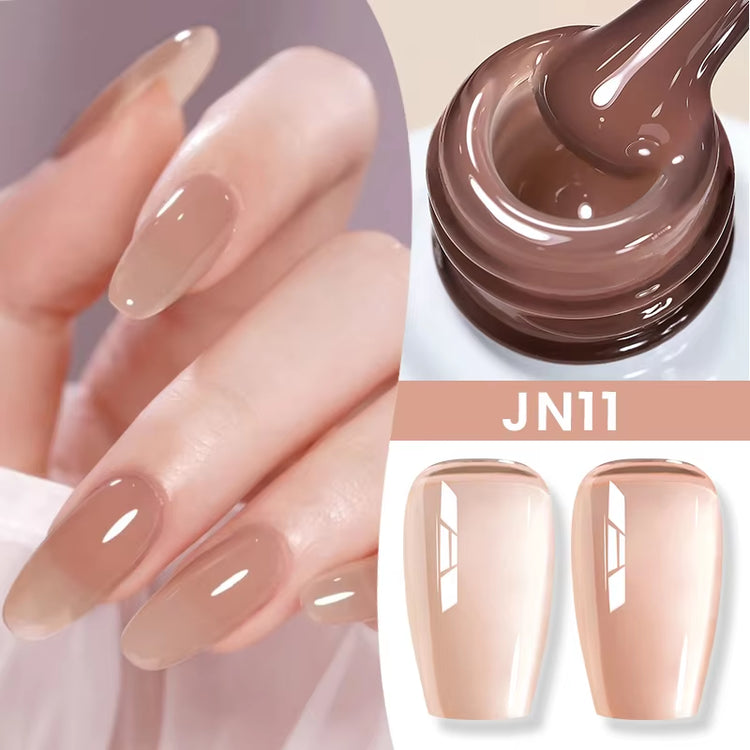 Jelly Nude Gel Nail Polish 10Ml Light Pink Peach Translucent Color UV Light Cure Gel Varnish Nail Art DIY at Home