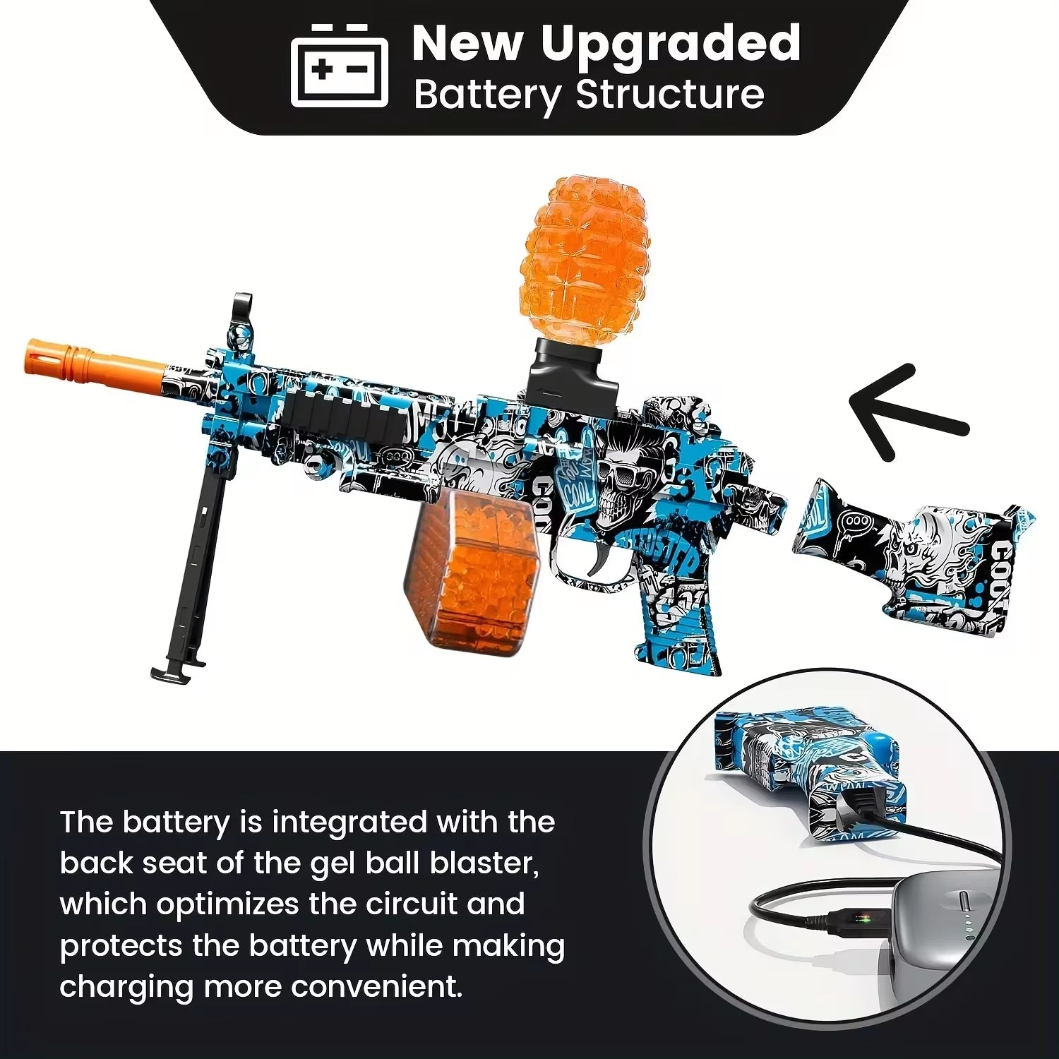 Electric Ball Blaster, Rechargeable Battery, Automatic, Outdoor Games Toys for Activities Team Game M249