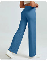 High-Waisted Straight Leg Yoga Pants for Women - Butt Lifting Loose Fit Workout Trousers for a Slimming Effect