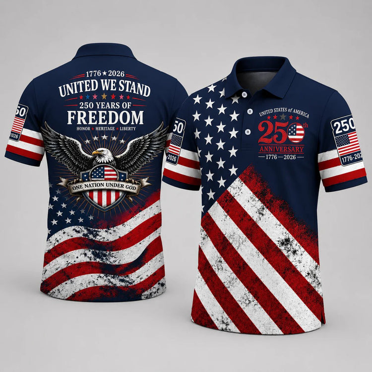 The United We Stand Patriotic Eagle - USA 250Th Anniversary Polo Shirt