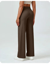 High-Waisted Straight Leg Yoga Pants for Women - Butt Lifting Loose Fit Workout Trousers for a Slimming Effect