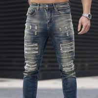 Men’s Ripped Stretch Jeans – Navy High Street | Urban Cool 25 Edition