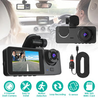 3-Channel Dash Cam with Front, Interior & Rear Cameras, 32GB Card