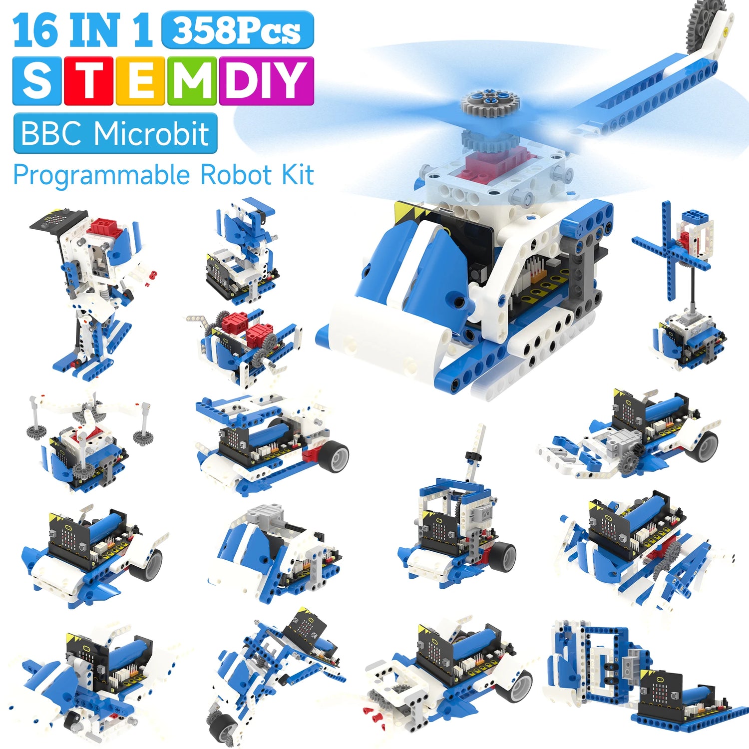 BBC Microbit V2 Robot DIY Electronic Starter Kit for Kids Educational Science Projects STEM Programming with Chargeable Battery