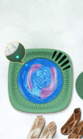 Mini Portable Washing Machine Fully Automatic Dormitory Travel Underwear Washing Machine in action with socks being washed.