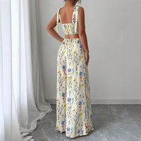 womens pyjama set printed camisole featuring floral design and stylish full-length pants.