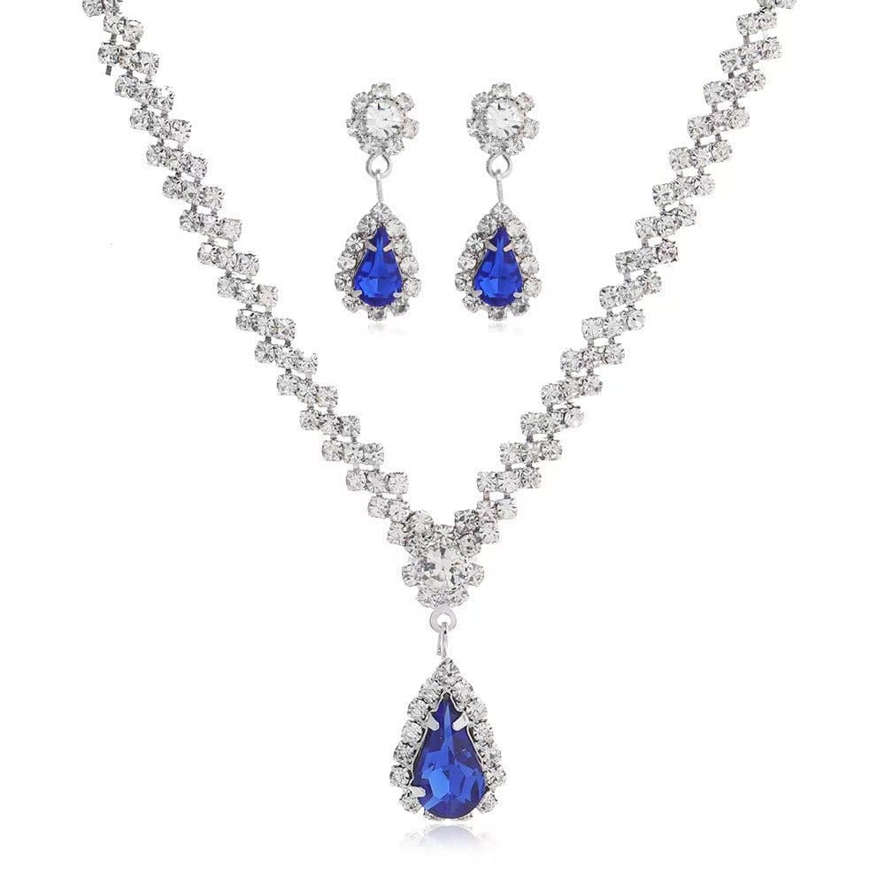 Rhinestone Necklace And Earring Set Of Two Pieces | Silver Fox Sales