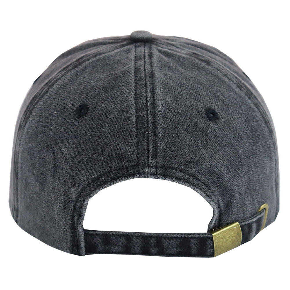 Back view of the 2pcs Fox Embroidered Vintage Washed Baseball Cap, adjustable unisex cotton cap.