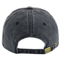Back view of the 2pcs Fox Embroidered Vintage Washed Baseball Cap, adjustable unisex cotton cap.