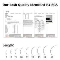 Our Lash Quality Identified BY SGS report showcasing lash lengths and quality assurance for NAGARAKU eyelash extensions.