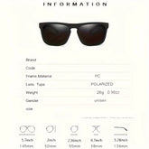 Polarized square sunglasses with PC frame and polarized lenses, ideal for summer activities and travel.