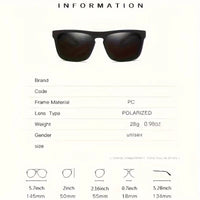 Polarized square sunglasses with PC frame and polarized lenses, ideal for summer activities and travel.