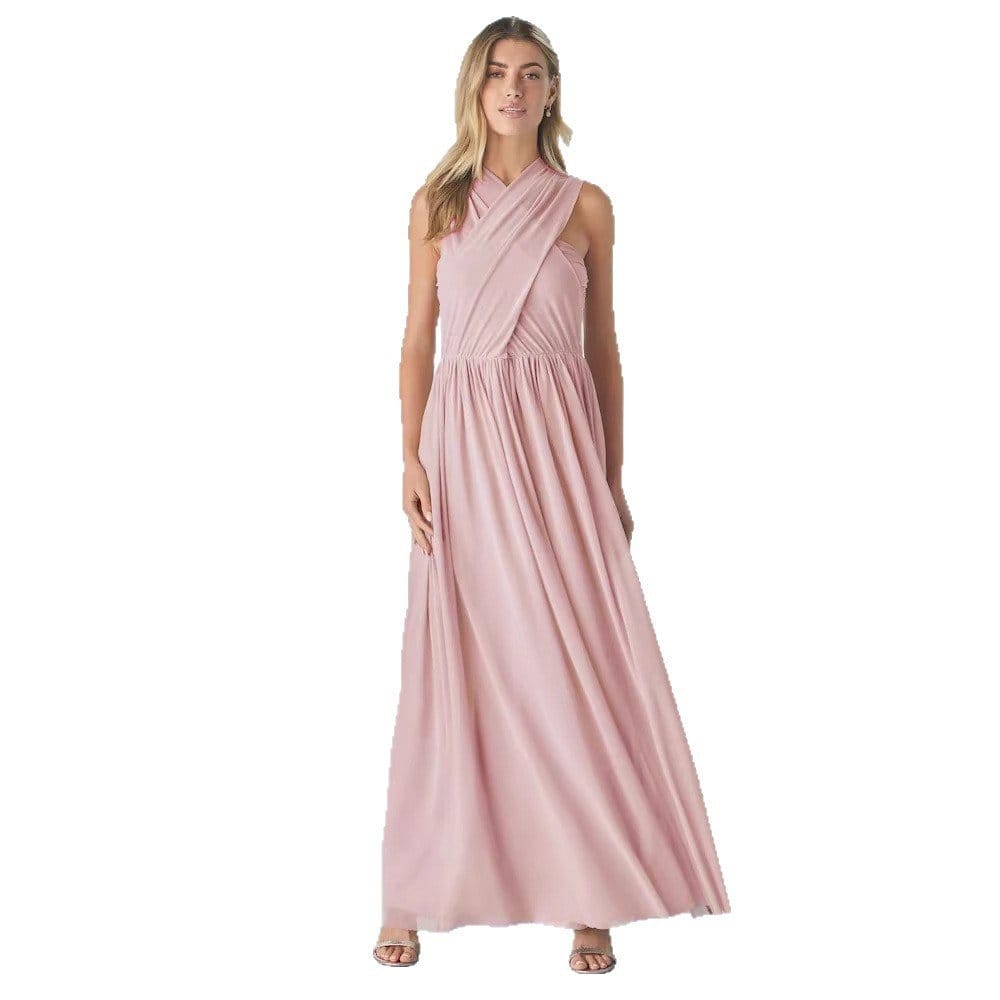 Pleated Solid-Colored Strap Three-Way Dress | Silver Fox Sales